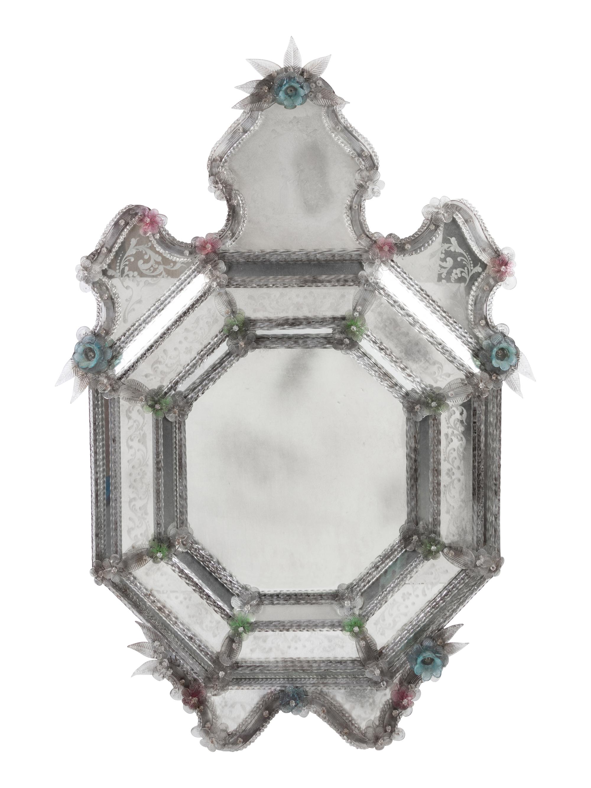 A Venetian Etched Glass Mirror