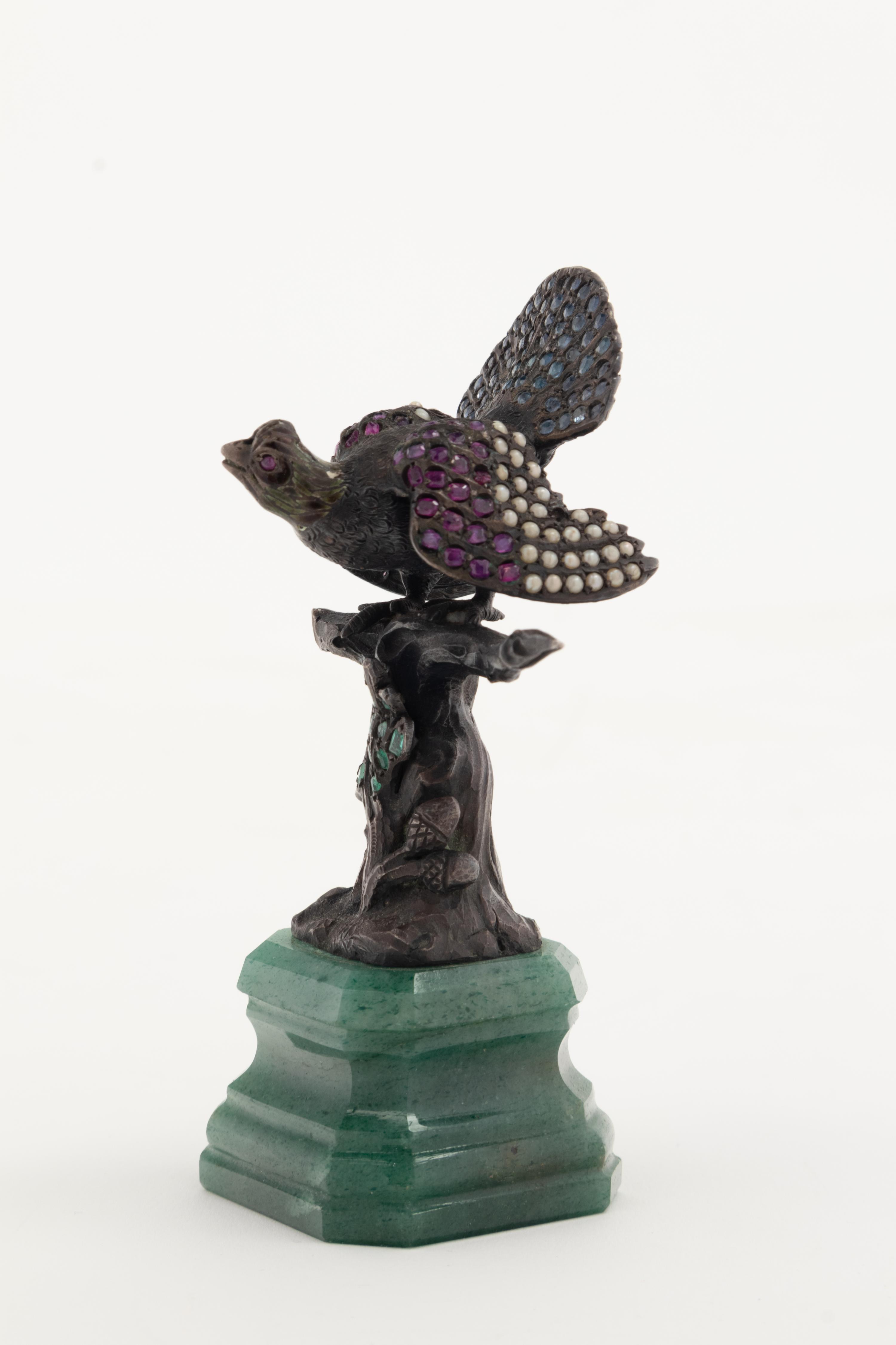A Continental Silver, Pearl and Hardstone Inset Figure