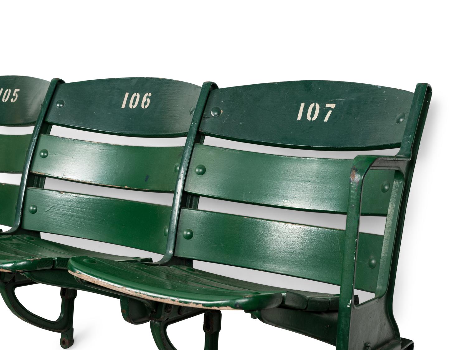 A Set of Three Vintage Wrigley Field Chicago Cubs Stadium Seats,