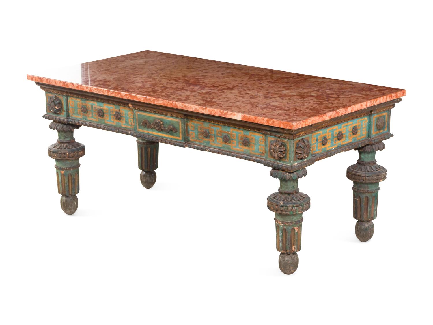 An Italian Painted Marble-Top Low Table