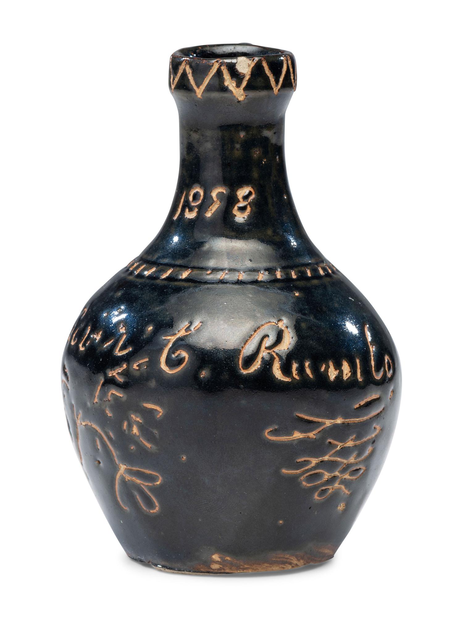 A William H. Rambo Albany Slip-Glazed and Incised Jug