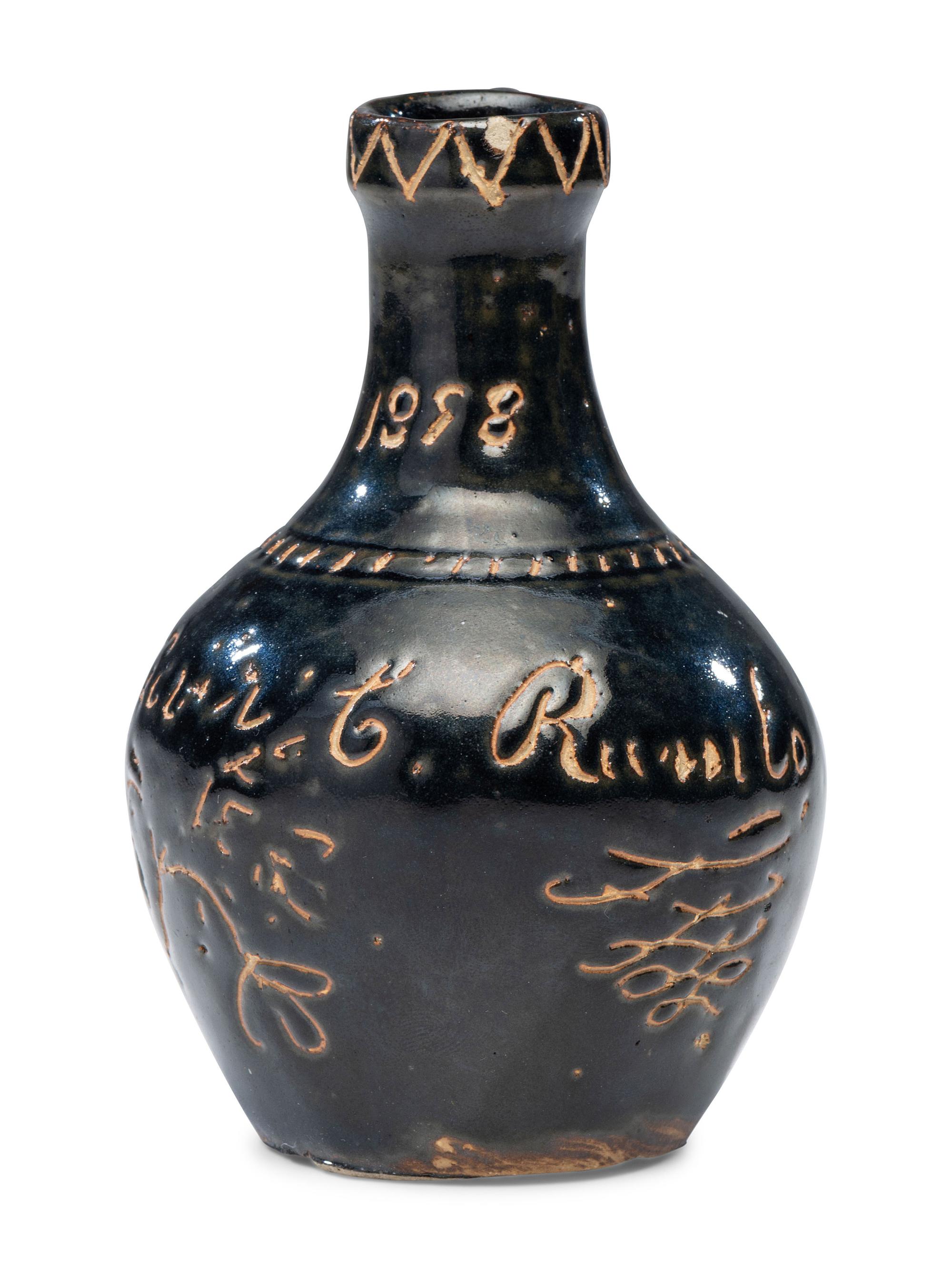 A William H. Rambo Albany Slip-Glazed and Incised Jug