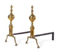 A Pair of Federal Brass Andirons