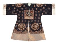 A Midnight Blue Ground Embroidered Silk Lady's Informal Robe