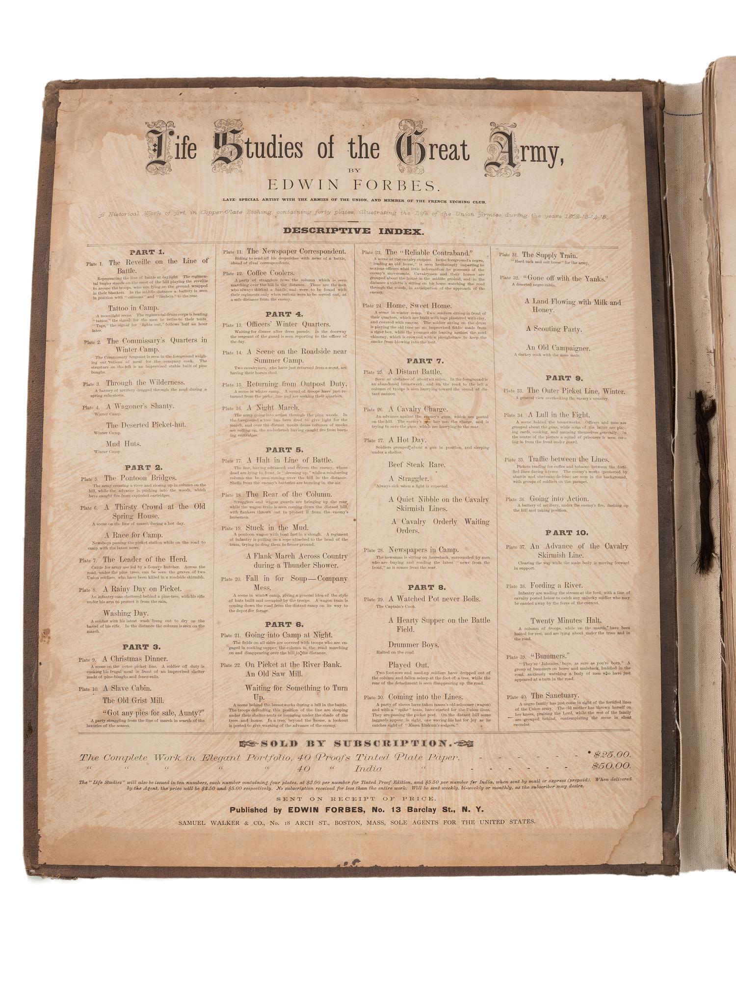 [CIVIL WAR - ART]. FORBES, Edwin (1839-1895). Life Studies of the Great Army. New York, [1876].