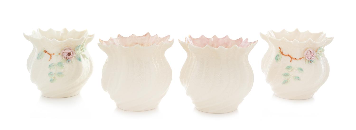 Four Belleek Vases Height 4 1/4 inches. — SEVENTH GOLD MARK (1980-1993)