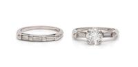 A Platinum and Diamond Ring Set,