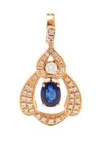 A Yellow Gold, Sapphire and Diamond Pendant, 6.10 dwts.
