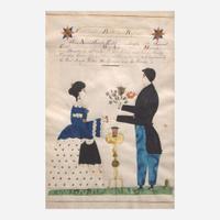 A Fraktur birth and baptism record for Amanda Ertel (b. 1859) Reverend Henry Young (1792-1861)