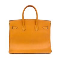 An Hermes Tan Leather 35cm Birkin Handbag, 13.5" x 11" x 7".
