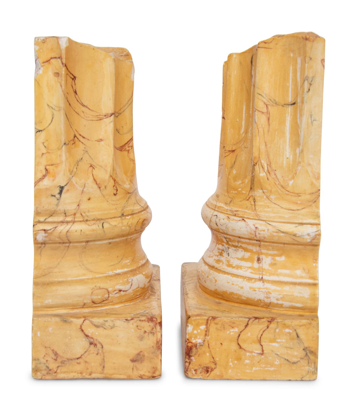 A Pair of Faux Marble Painted Columnar-Form Bookends