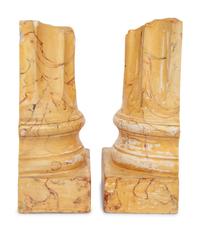 A Pair of Faux Marble Painted Columnar-Form Bookends