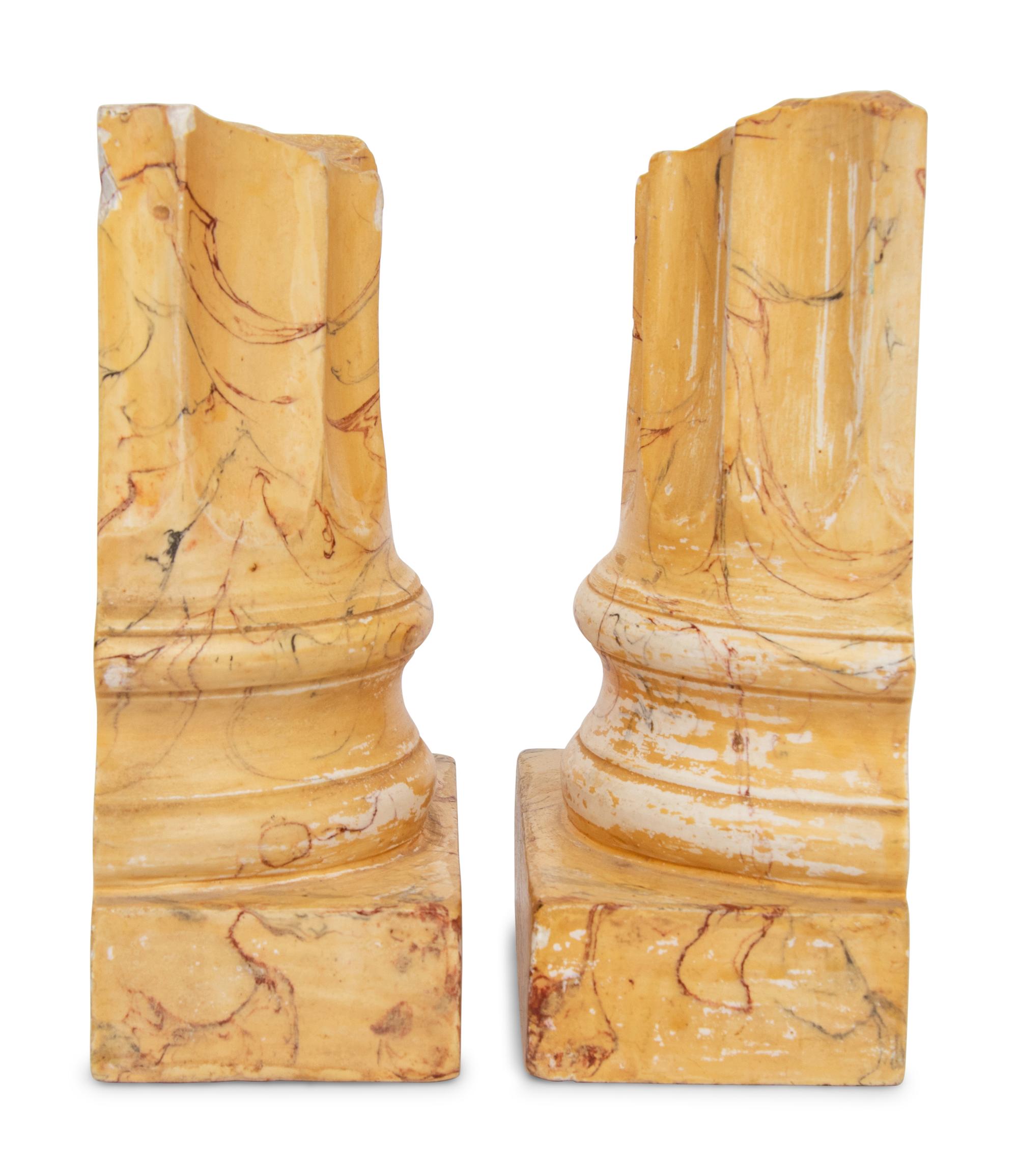 A Pair of Faux Marble Painted Columnar-Form Bookends