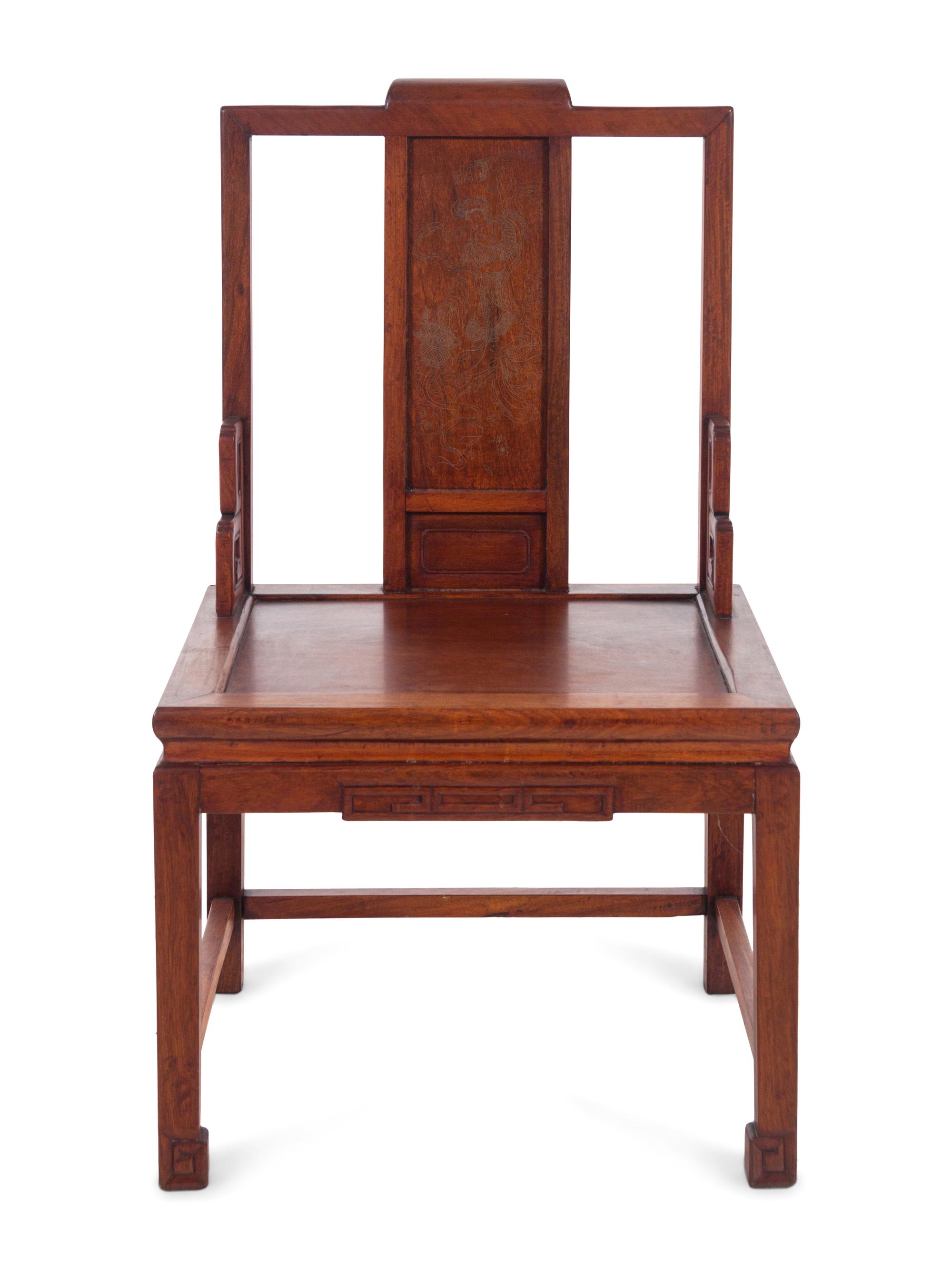 A Chinese Carved Hardwood Chair
