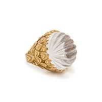 YELLOW GOLD AND ROCK CRYSTAL RING