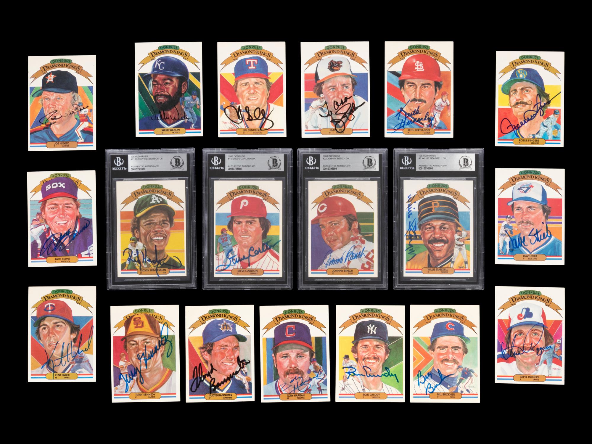 A Group of 19 1983 Donruss Diamond Kings Signed Autograph Baseball Cards Including Multiple Hall of Famers,