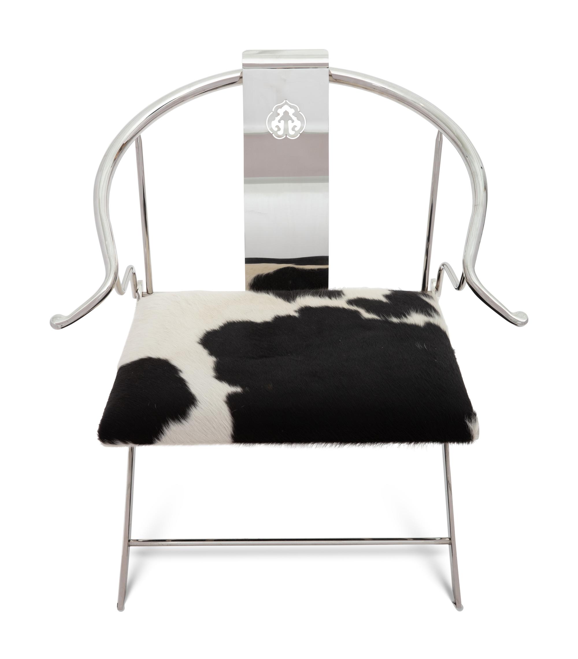 A Polished Chrome and Cowhide Chair