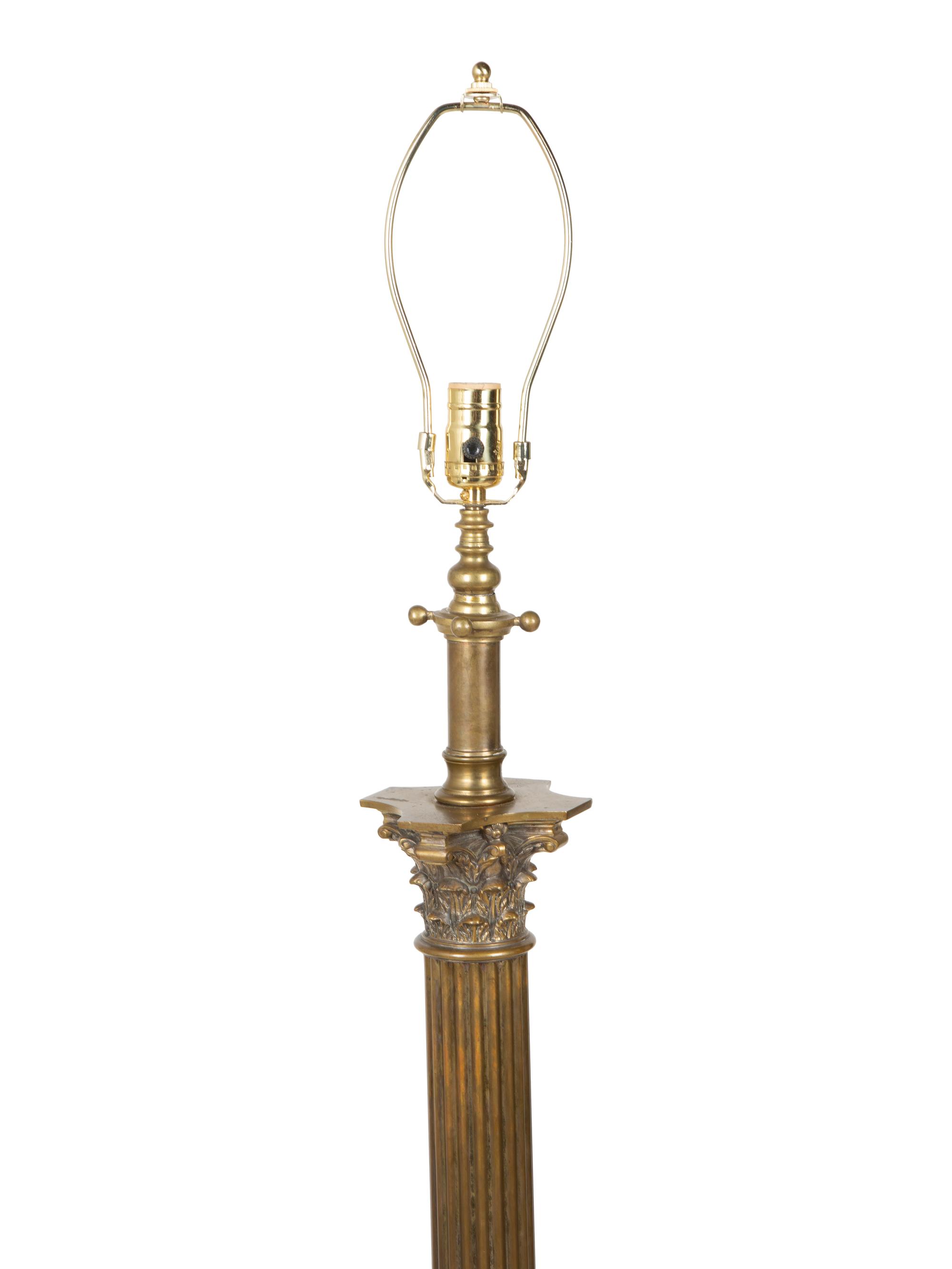 A Neoclassical Bronze Columnar Floor Lamp — 20TH CENTURY