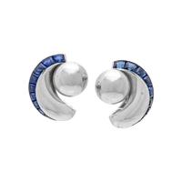 PLATINUM AND SAPPHIRE EARCLIPS