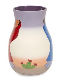 An RC Gorman ceramic vase, Dessert Flowers