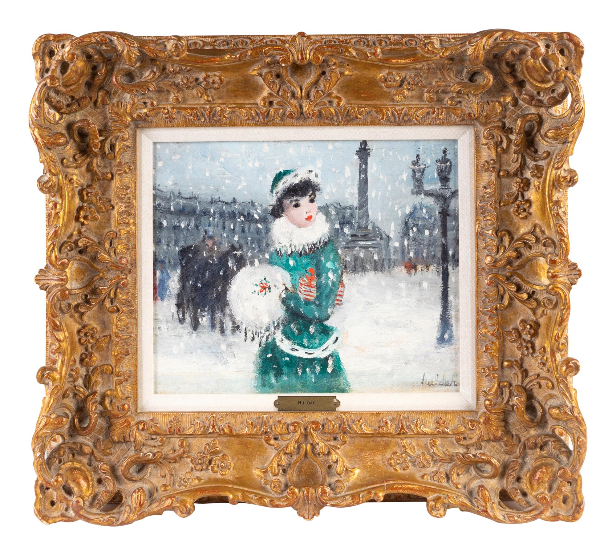 Parisian Girl in Snow Storm