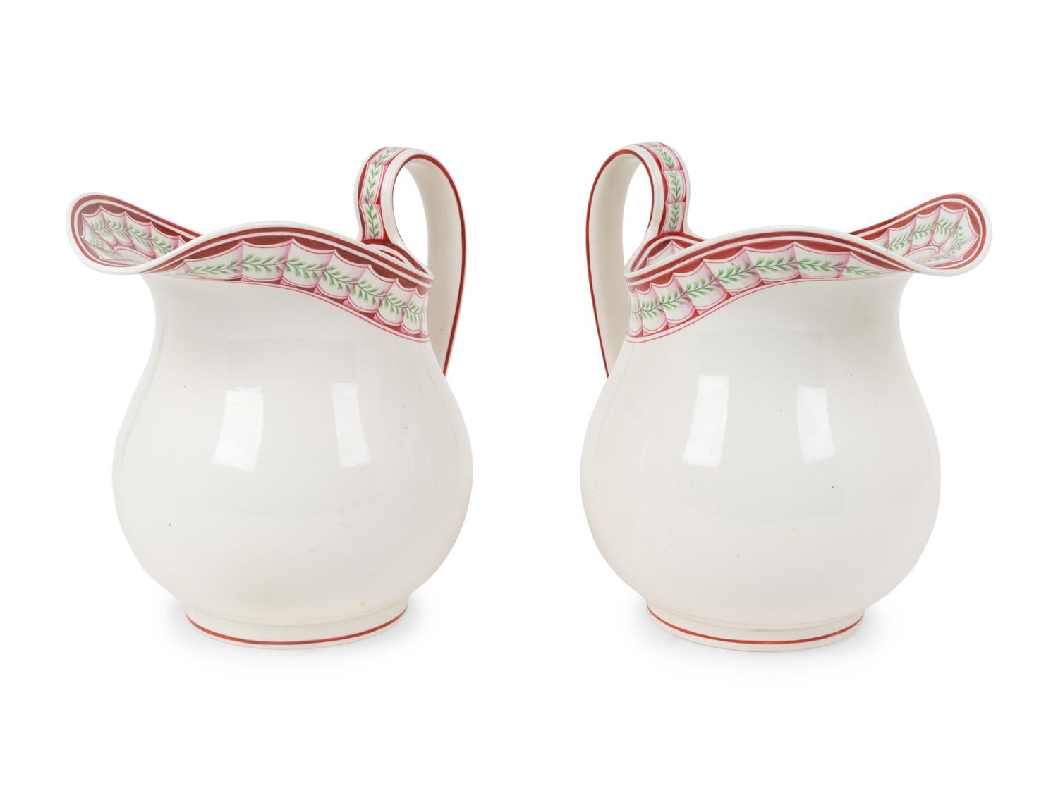 A Pair of Wedgwood Porcelain Pitchers