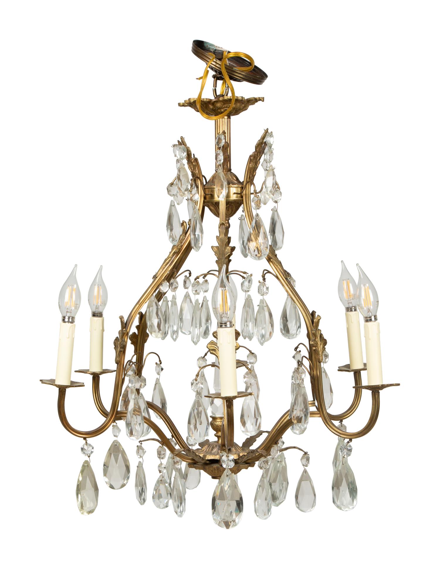 A Louis XV Style Gilt Bronze Six-Light Chandelier
