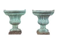 A Pair of Cast Metal Planters