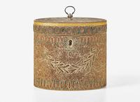 A George III rolled paper tea caddy, circa 1790