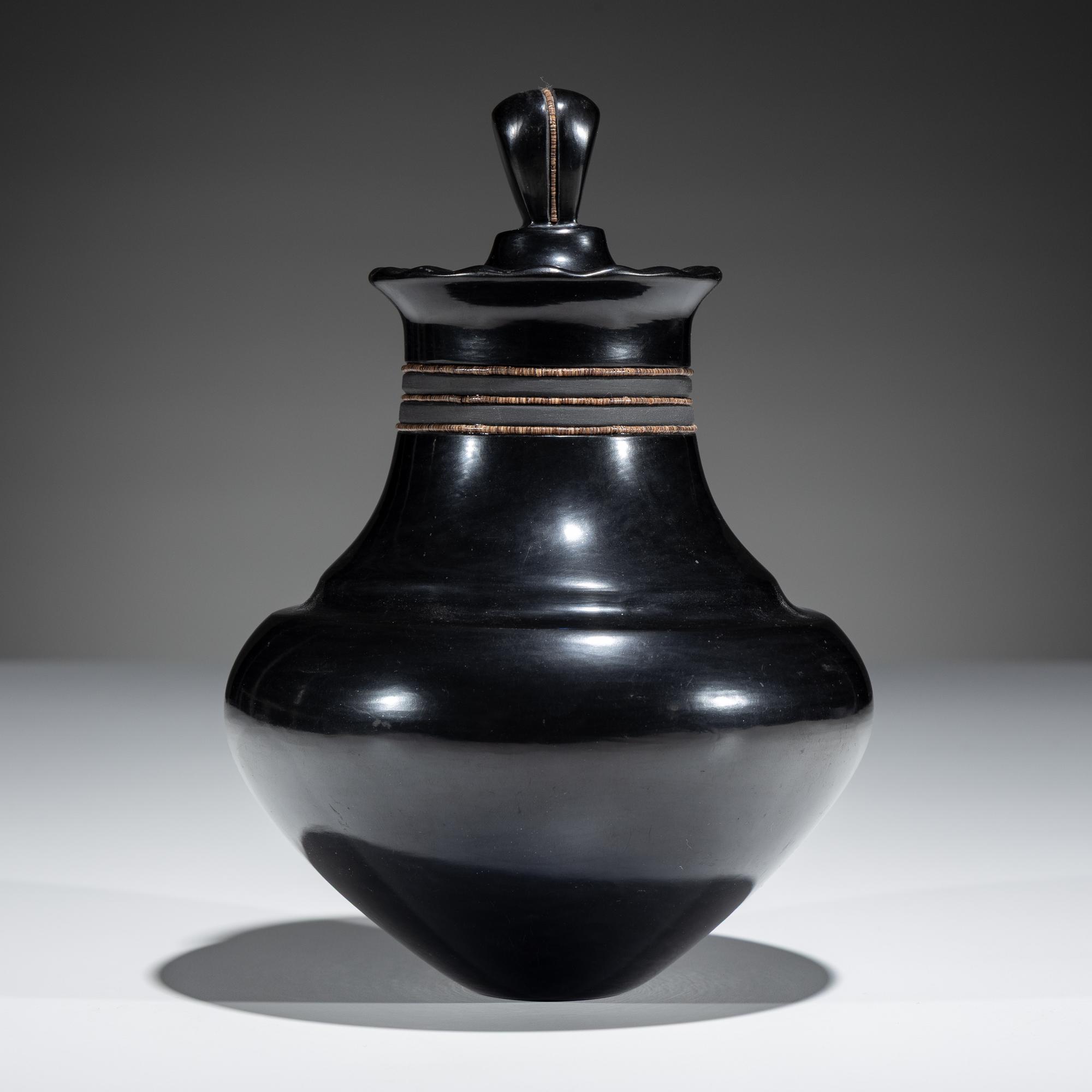 Lidded Blackware Pottery Jar