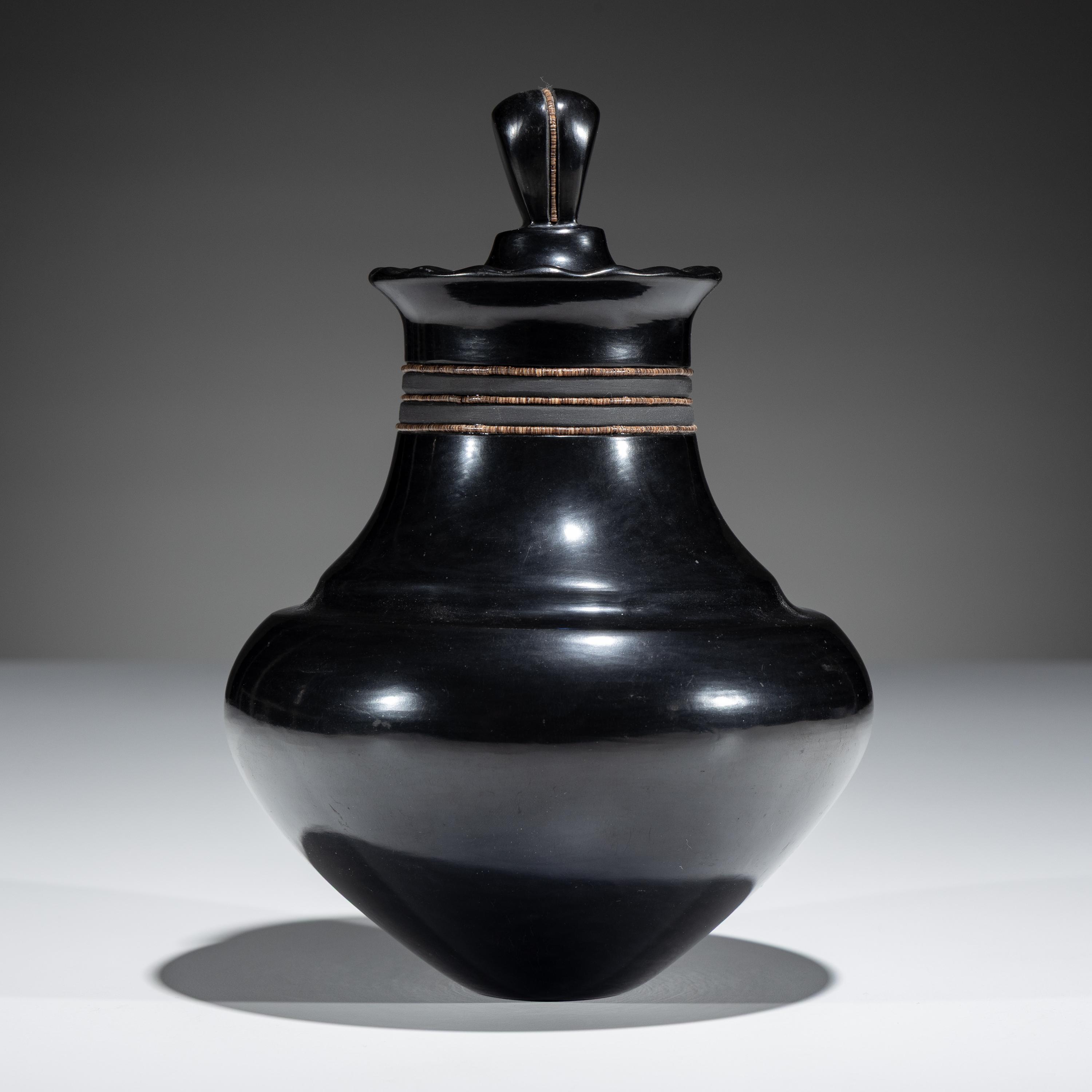 Lidded Blackware Pottery Jar