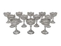 A Set of Twelve German Silver Wine Stems