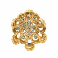 TURQUOISE, MULTIGEM, DIAMOND, AND YELLOW GOLD CONVERTIBLE PENDANT BROOCH