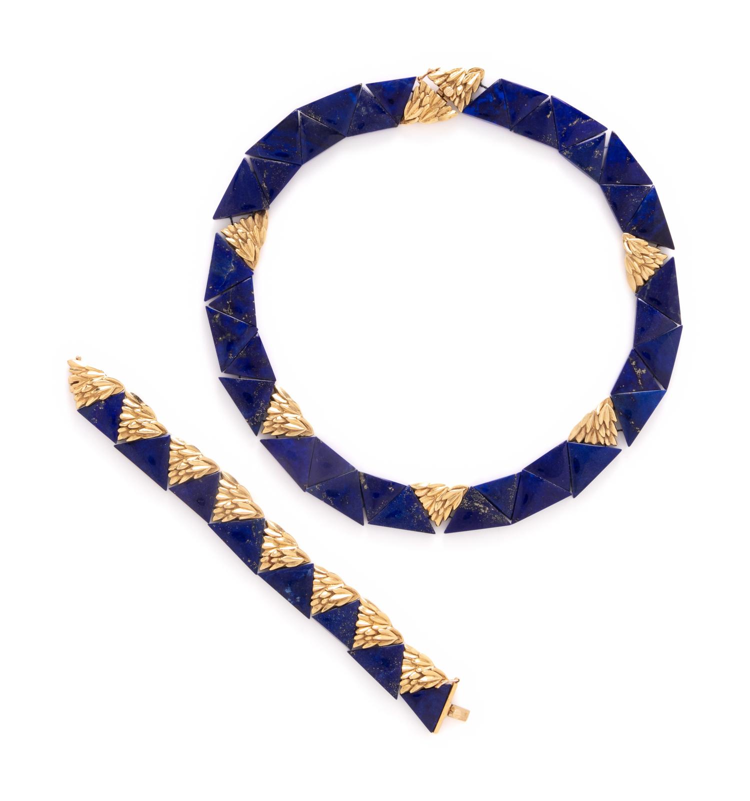 LAPIS LAZULI AND YELLOW GOLD SET