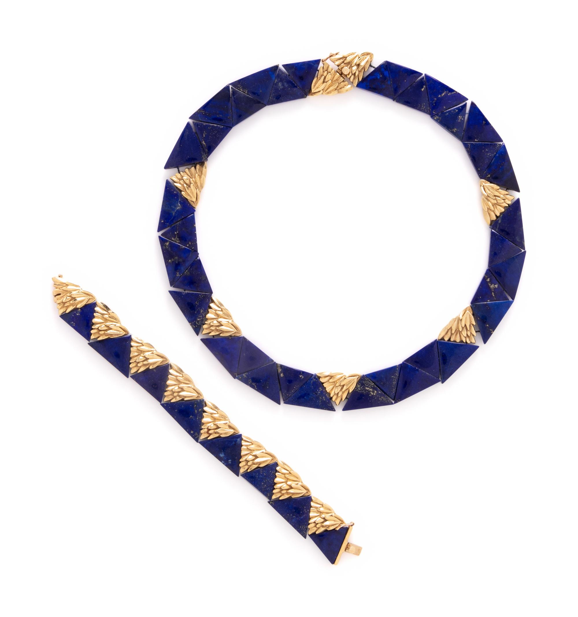 LAPIS LAZULI AND YELLOW GOLD SET