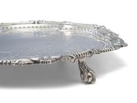 An Edwardian Armorial Engraved Silver Footed Tray
