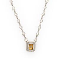 Yellow Diamond and Diamond Necklace