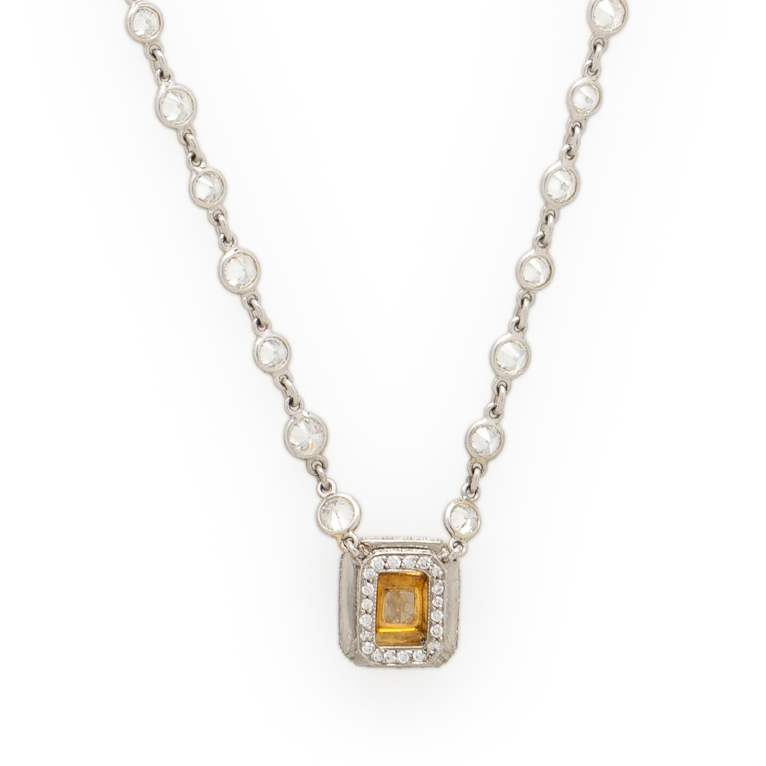 Yellow Diamond and Diamond Necklace