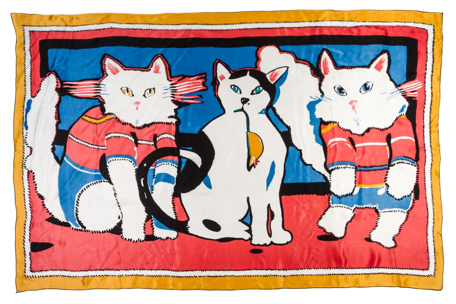 A Michaele Vollbracht Oblong Silk Scarf, 62 x 41 1/2 inches.