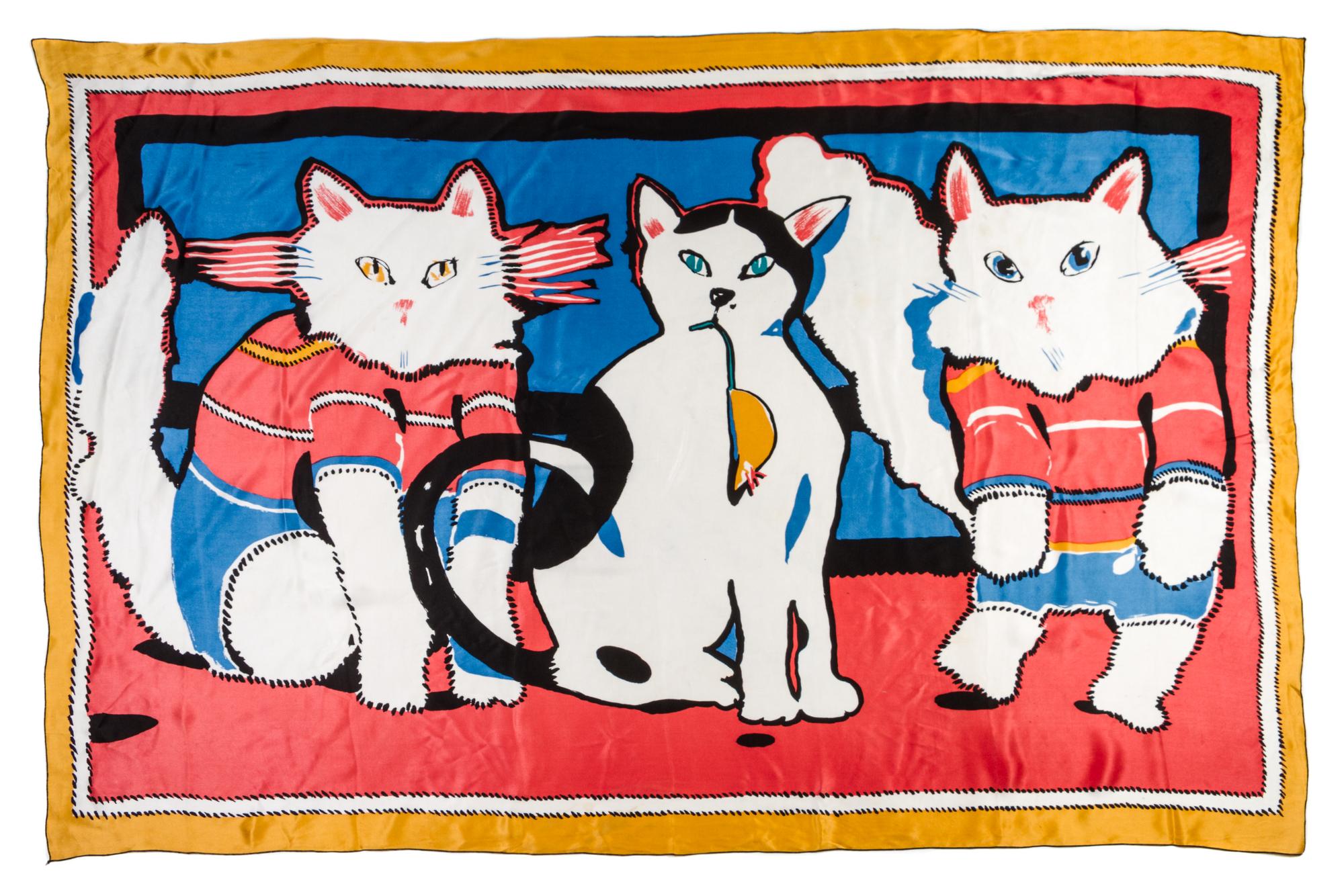 A Michaele Vollbracht Oblong Silk Scarf, 62 x 41 1/2 inches.