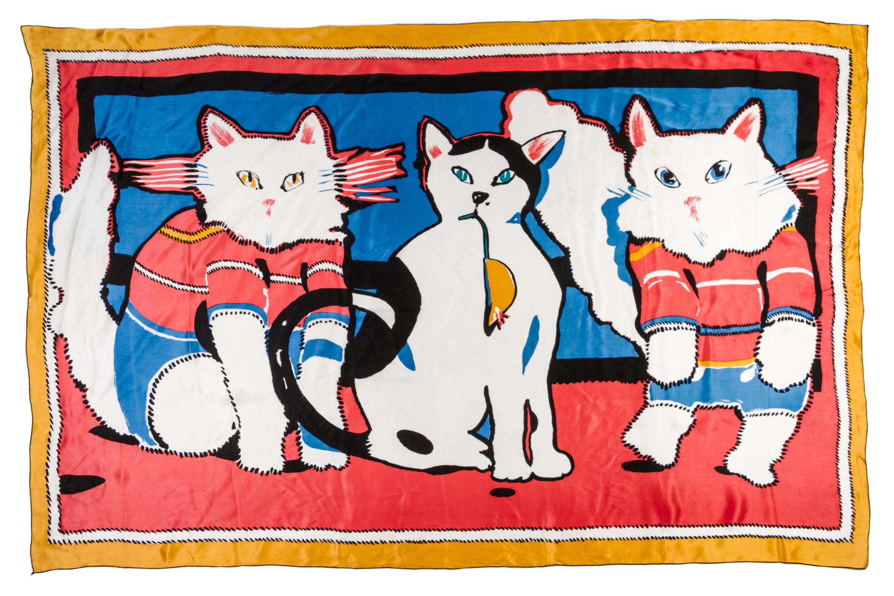 A Michaele Vollbracht Oblong Silk Scarf, 62 x 41 1/2 inches.