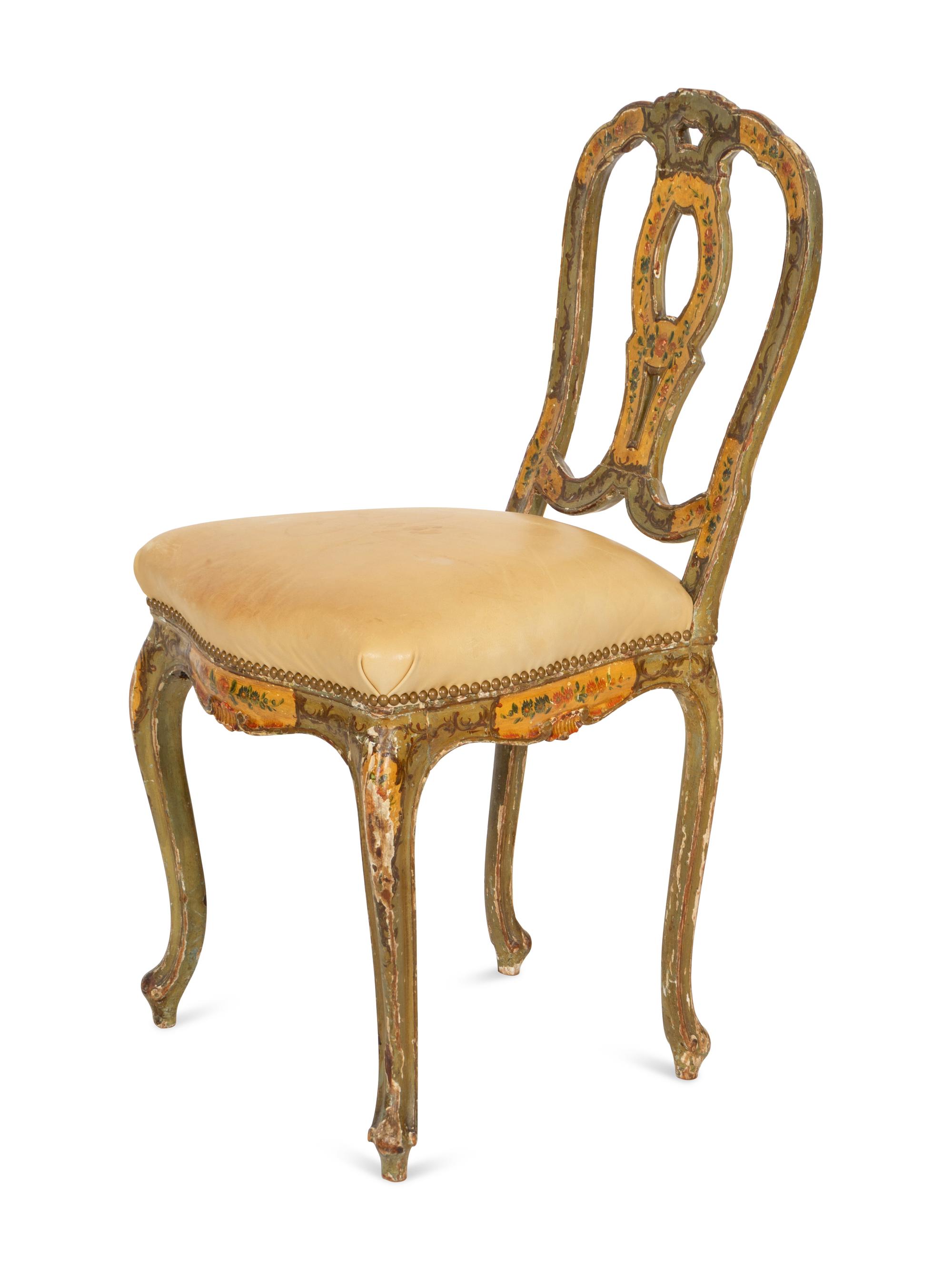 An Italian Rococo Paint Decorated Side Chair