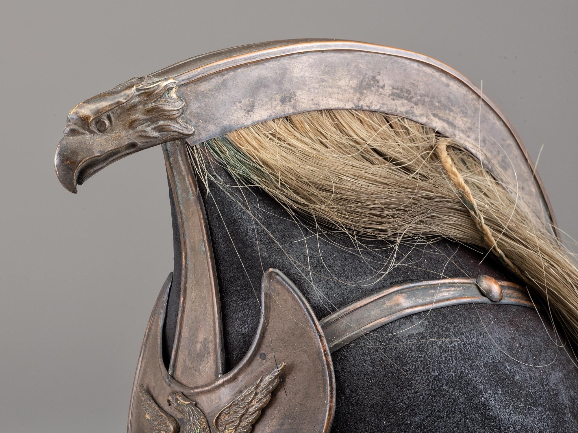 [MILITARIA]. Charleston Light dragoon jockey helmet. Ca 1835-1840.