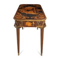A Louis XVI Style Marquetry and Gilt Bronze Mounted Occasional Table