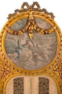 A Louis XVI Style Giltwood Three-Panel Floor Screen