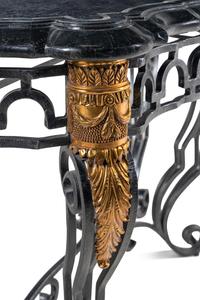 A Gilt Metal and Steel Marble-Top Console Table