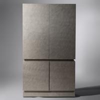 Custom cabinet in scored leather finish, 1987