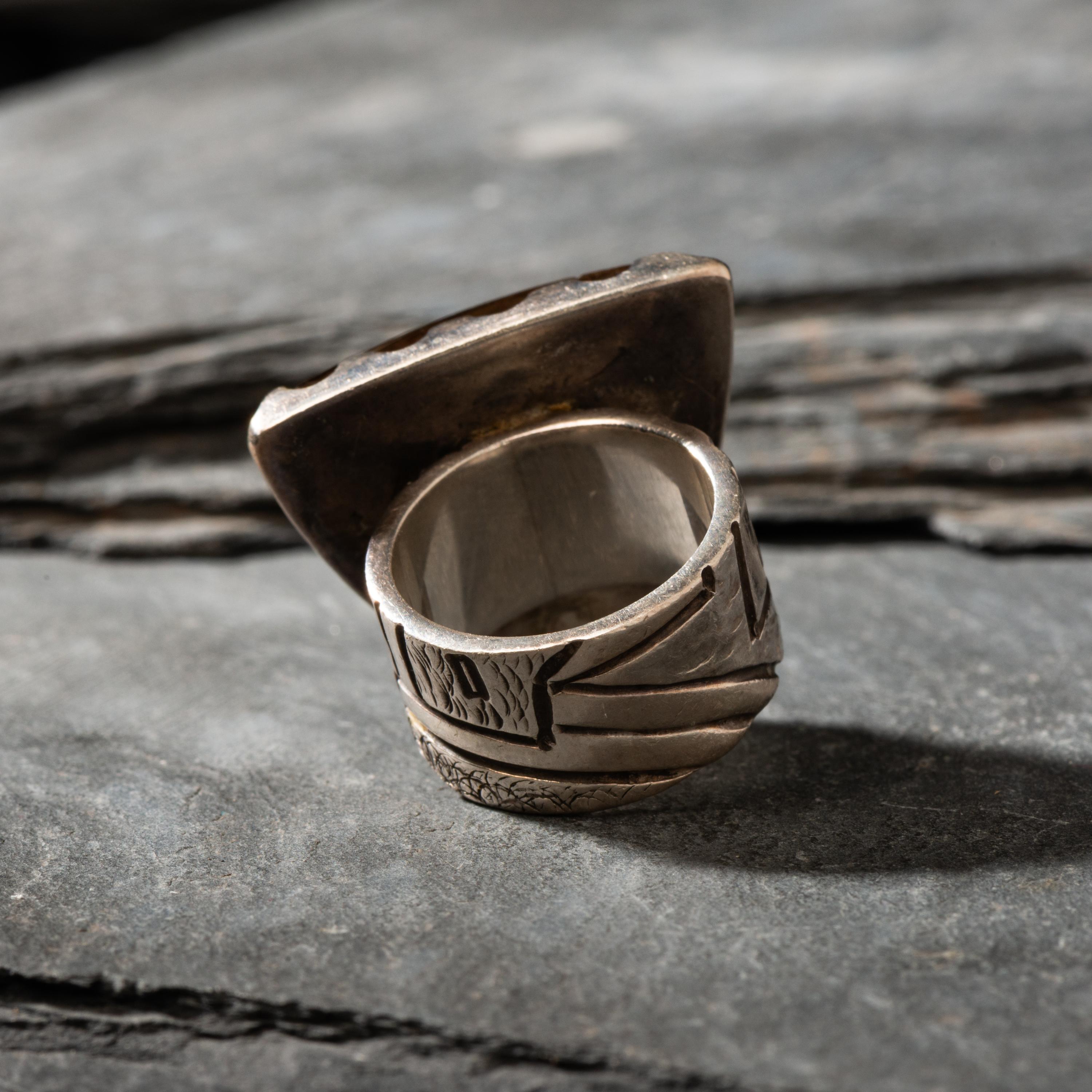 Jared Chavez (San Felipe, b. 1976) — Silver and Tourmalated Quartz Ring