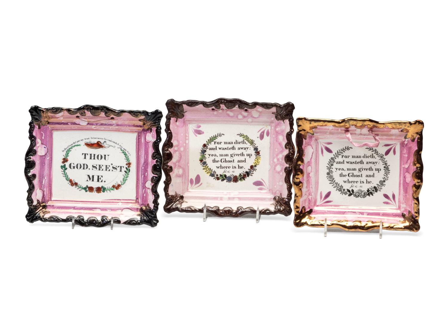 Three Sunderland Luster Religious Plaques