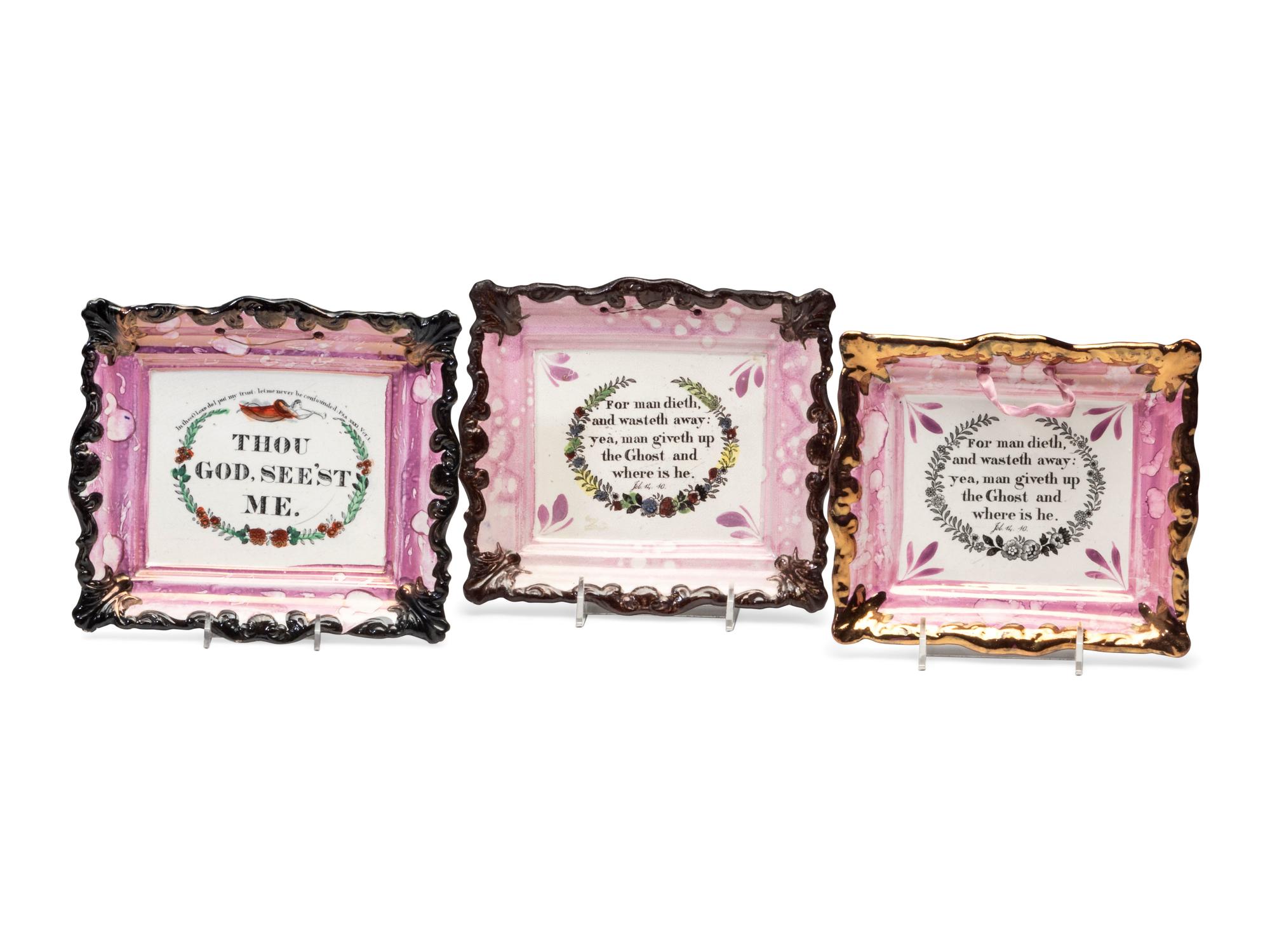 Three Sunderland Luster Religious Plaques